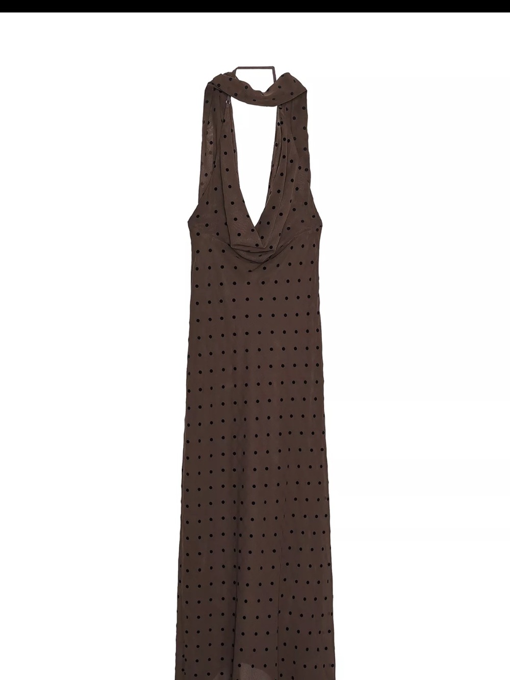 Zara Brown Polka Dot Halter Maxi Dress - Picture 2 of 5